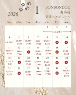 🐾 BONBONDOG 裏高尾 🐾 訂正Ver🙏
本日より、2026年の営業がSTARTˊ˗
今年も愛犬とご家族が、安心して・楽しく・心地よく過ごせる場所であり続けられるよう精進して参ります!
今年は先ず、
✴️HPリニューアル
(ラン・メディセル予約システムも導入)
✴️ドッグランリニューアル
✴️店内リニューアル
を予定しております☁︎︎⋆。
順次になりますので、またお知らせ致します⋆͛📢
それまでは今まで通りDMか公式LINEよりお問い合わせ、五四お待ちしてます🌟
本年もどうぞよろしくお願いいたします✨
#BONBONDOG裏高尾